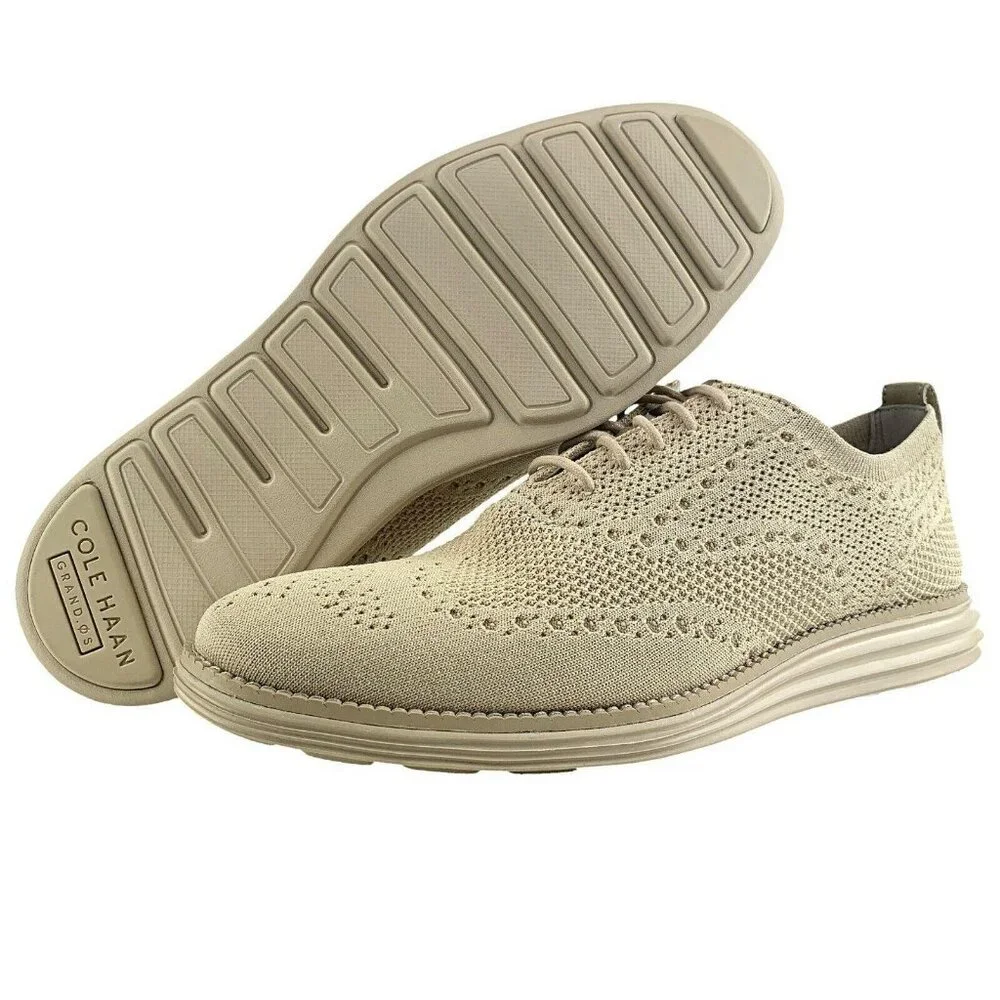 Cole Haan Mens Original Grand Wingtip Oxford Size 8.5 Sesame Tan Rare Sample New